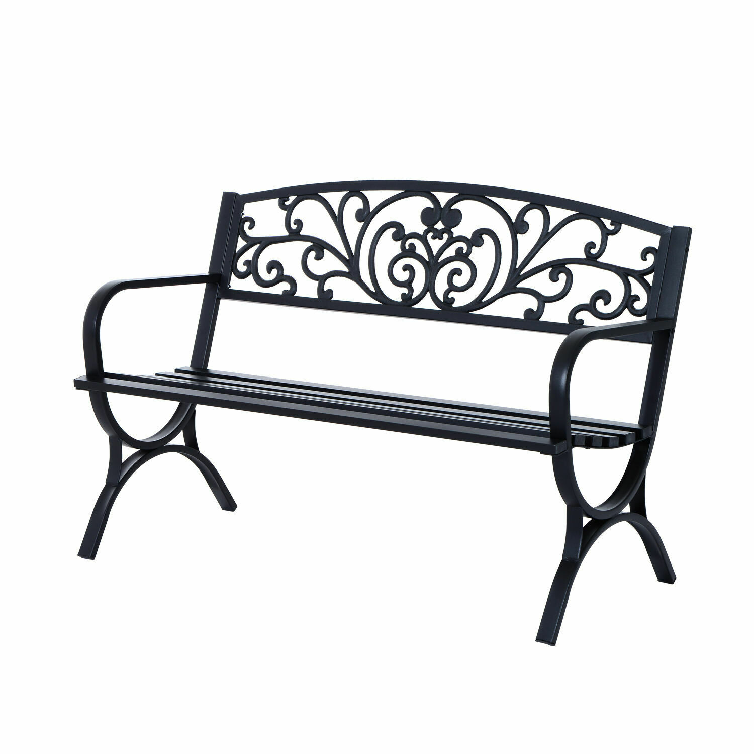 Gartenbank 2-Sitzer Metall 240kg 127x60x85 cm | Schwarz