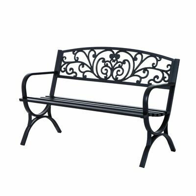 Gartenbank 2-Sitzer Metall 240kg 127x60x85 cm | Schwarz