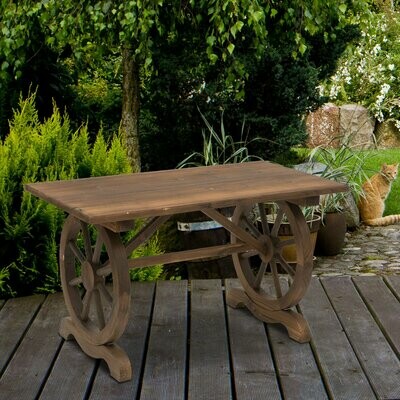 Gartentisch Balkontisch Holztisch Räderform Massivholz Natur