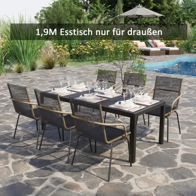 Grosser Gartentisch Tisch Alu + Holz-Kunststoff WPC schwarz
