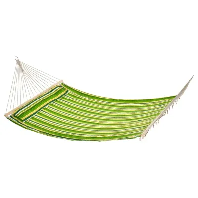 Hängematte 2 Personen Kissen Outdoor Reisen Camping Baumwolle Belastbar 180kg | Grün Gestreift Hängematte 2 Personen Kissen Outdoor Reisen Camping Baumwolle Belastbar 180kg | Grün Gestreift