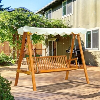 Holz-Hollywoodschaukel Verandaschaukel 3-Sitzer Lärche