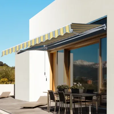 Sonnenstore Markise Gelenkarmmarkise Sonnenschutz Gelb+Grau 2,95 x 2,5m