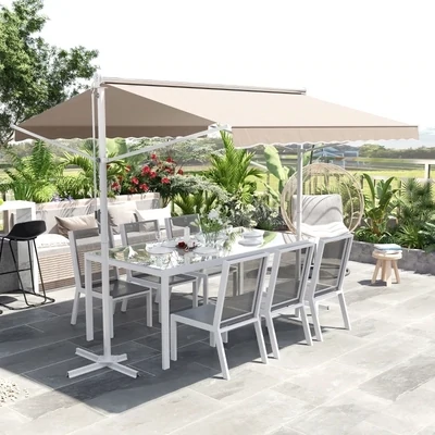 Sonnenstore Standmarkise Gartenmarkise mit Faltarm Creme 2,95x2,94m