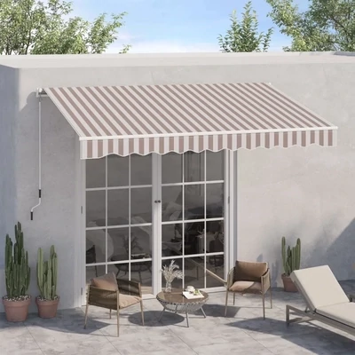 Sonnenstore Markise Handkurbel Gelenkarmmarkise Sonnenschutz Balkon Alu Beige 3 m × 2,5 m
