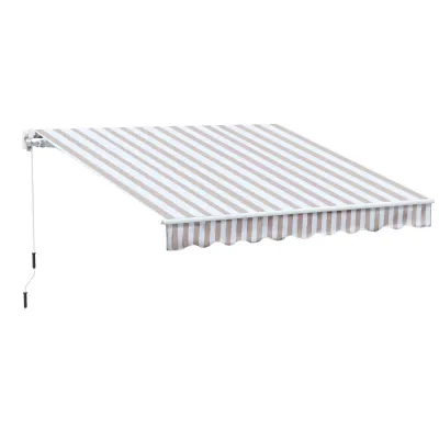 Sonnenstore Markise Handkurbel Gelenkarmmarkise Sonnenschutz Balkon Alu Beige 3 m × 2,5 m