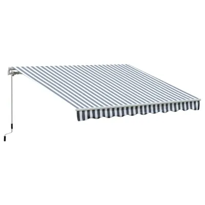 Sonnenstore Markise Gelenkarmmarkise Sonnenschutz Grau+Weiss 2,95x2,5m