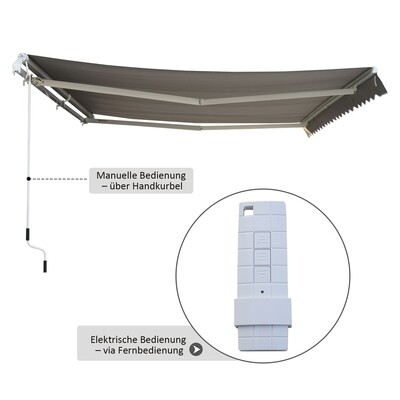 Sonnenstore Markise 5x3m elektrisch Gelenkarmmarkise Kurbel inkl. Fernbedienung Balkon Alu Grau