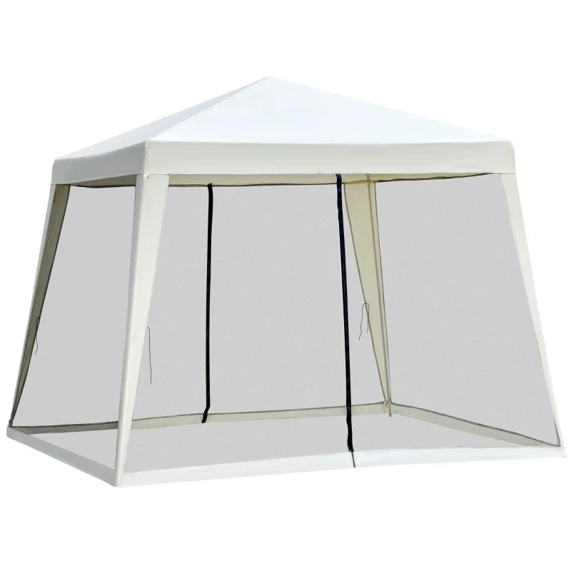 Gartenpavillon Pavillon Festzelt Partyzelt wetterfest Zelt mit Moskitonetz Beige 3 x 3 m