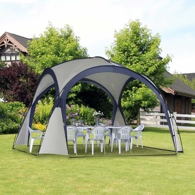 Kuppelzelt für 6-8 Personen, Pavillon | Schutz vor Sonne und Nieselregen | Cremeweiss