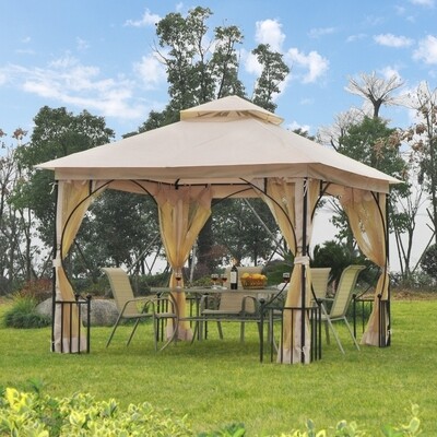 Pavillon de luxe Gartenpavillon Partyzelt Gartenzelt Festzelt Doppeldach 3x3m