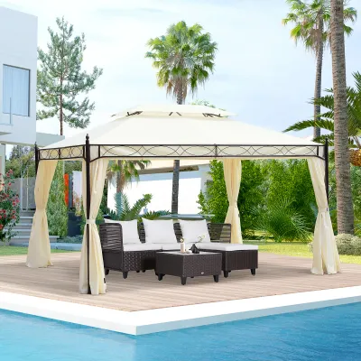 Pavillon De Luxe Gartenpavillon Pagode 3x4 m Creme