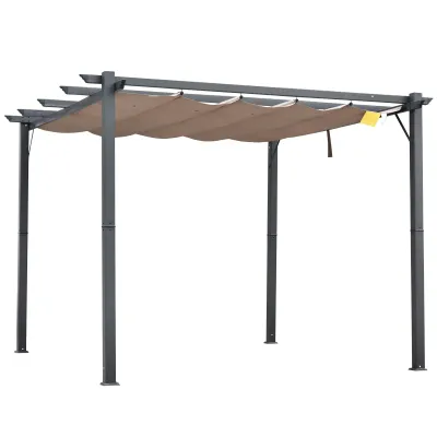 Pergola Pavillon 3x3x2,23m Terrassenüberdachung mit Schiebedach Braun Pergola Pavillon 3x3x2,23m Terrassenüberdachung mit Schiebedach Braun