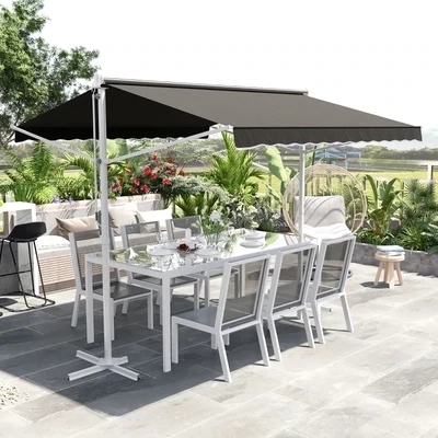 Standmarkise Sonnenstore mit Faltarm Grau 3x3m