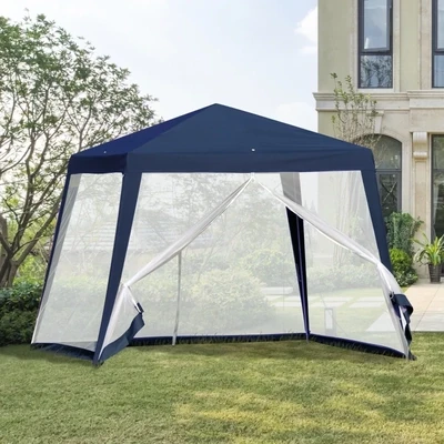 Gartenpavillon Pavillon Partyzelt mit Moskitonetz Blau 3 x 3 m