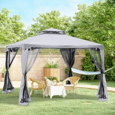 Gartenpavillon Pavillon Festzelt Partyzelt Gartenzelt mit 4 x Seitenwand 3 x 3 m