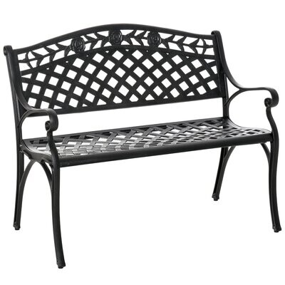 Gartenbank 2-Sitzer Alu Metall Landhausstil 102,5x61x84 cm | Schwarz Gartenbank 2-Sitzer Alu Metall Landhausstil 102,5x61x84 cm | Schwarz