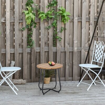Gartentisch Esstisch Bestelltisch Garten Bistro Wohnzimmer Braun Ø49 x 48H cm