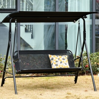 2-Sitzer Hollywoodschaukel Outdoor Gartenliege UV-beständig Schwarz