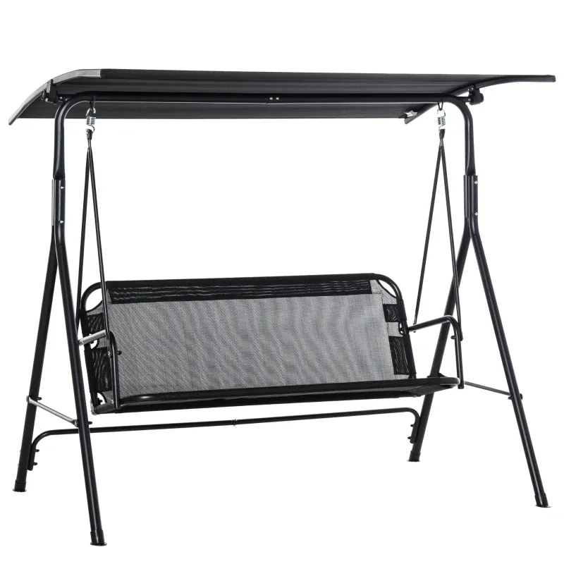 2-Sitzer Hollywoodschaukel Outdoor Gartenliege UV-beständig  Schwarz