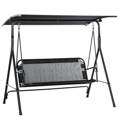 2-Sitzer Hollywoodschaukel Outdoor Gartenliege UV-beständig Schwarz 2-Sitzer Hollywoodschaukel Outdoor Gartenliege UV-beständig Schwarz