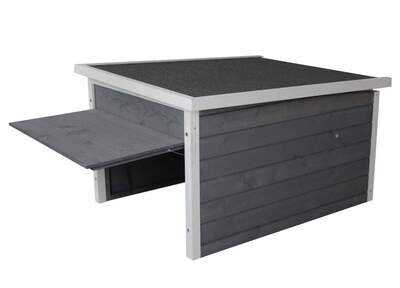 Rasenroboter-Garage, Rasenmäher Haus für selbstfahrende Rasenmähroboter, Holz grau-weiss - Automatische Klappe