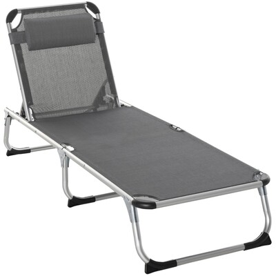 Sonnenliege Gartenliege Alu Stoffliege Relaxliege 5-fach verstellbar faltbar ergonomisch Netzstoff Grau 165 x 60 x 76 cm