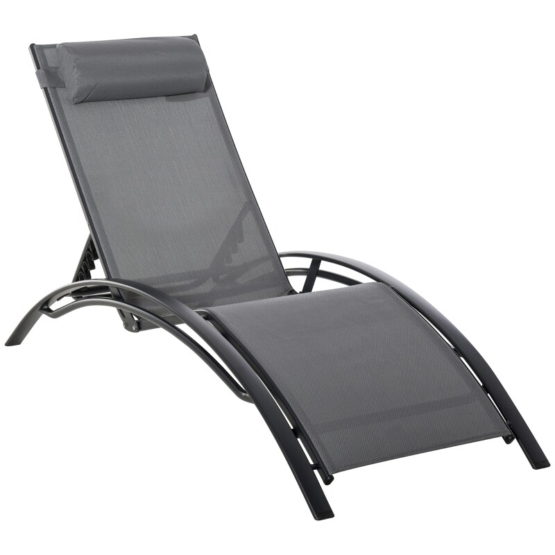 Gartenliege, Sonnenliege, verstellbare Rückenlehne, Aluminium | Grau Gartenliege, Sonnenliege, verstellbare Rückenlehne, Aluminium | Grau