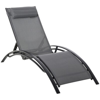 Gartenliege, Sonnenliege, verstellbare Rückenlehne, Aluminium | Grau Gartenliege, Sonnenliege, verstellbare Rückenlehne, Aluminium | Grau