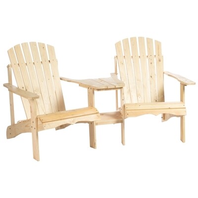 2 Gartenstühle mit Beistelltisch Adirondack Natur 178 x 87 x 92 cm