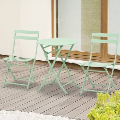 3-tlg. Gartenset Garnitur Bistrotisch mit 2 Stühlen klappbar Grün