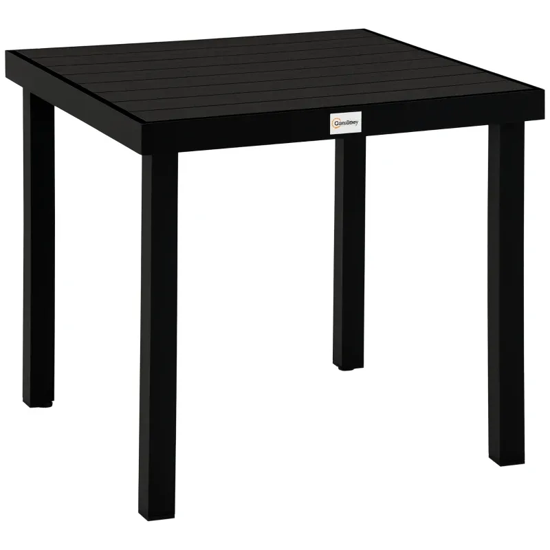 Gartentisch Esstisch 4 Personen | Aluminium &amp; Holzoptik | Schwarz
