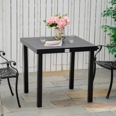 Gartentisch Esstisch 4 Personen | Aluminium & Holzoptik | Schwarz