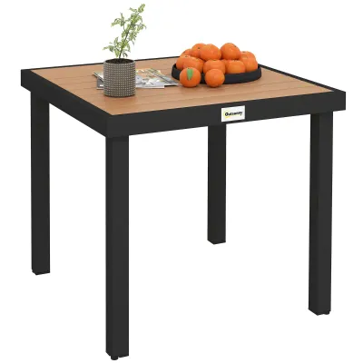 Gartentisch für 4 Personen Aluminium 80 cm x 80 cm x 74 cm Natur + Schwarz