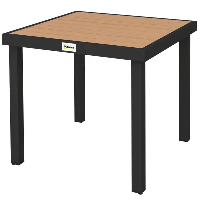 Gartentisch für 4 Personen Aluminium 80 cm x 80 cm x 74 cm Natur + Schwarz