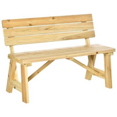 2-Sitzer Gartenbank Holz, wetterfest, UV-Beständig mit Rückenlehnen 116 x 56 x 80 cm | natur