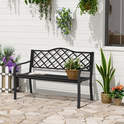 Gartenbank 2-Sitzer aus Metall Schwarz