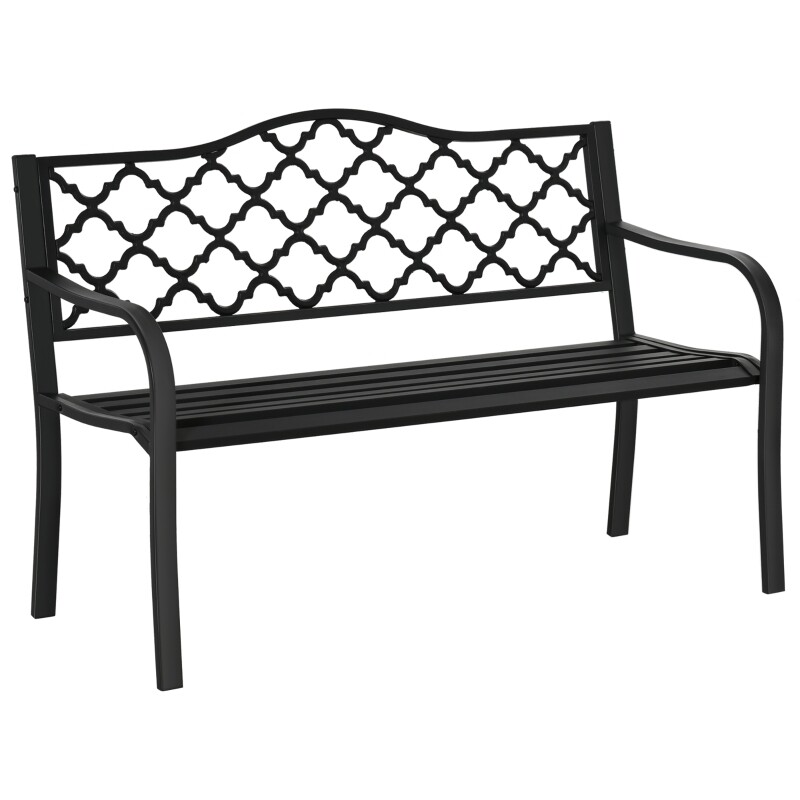 Gartenbank 2-Sitzer aus Metall Schwarz