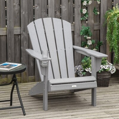 Adirondack Gartenstuhl, ergonomisches Design, wetterfest, HDPE, grau, 75 x 87 x 90 cm