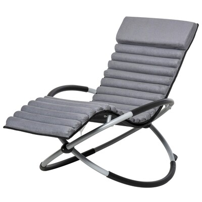 ergonomischer 2 In 1  Schaukelstuhl Schwingsessel Gartenstuhl Schaukelliege Dunkelgrau