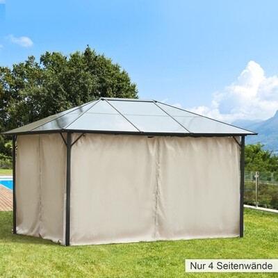 4 Seitenteile für 3x4 m Pavillon mit Haken Seitenwände für Gartenpavillon