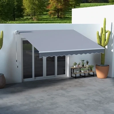 Sonnenstore Markise Gelenkarmmarkise Sonnenschutz Balkon Grau 3m x 2,5m