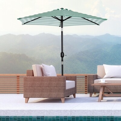 Sonnenschirm Gartenschirm Terrassenschirm grün-weiss Ø227 x 225 cm Sonnenschirm Gartenschirm Terrassenschirm grün-weiss Ø227 x 225 cm