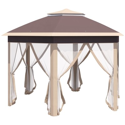 Gartenpavillon Faltpavillon 4 x 4 m Pop-Up-Zelt Partyzelt inkl.  Doppeldach sechseckig