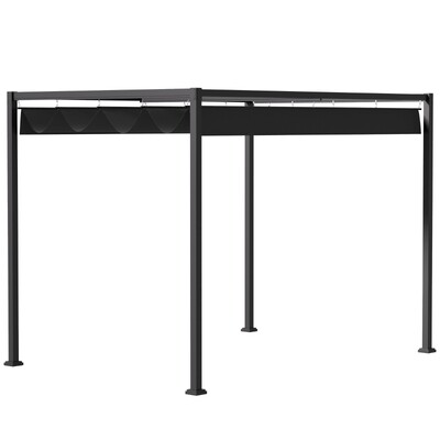 Pergola 298 x 213 x 222 cm Pavillon Terrassenüberdachung mit Schiebedach Polyester Schwarz