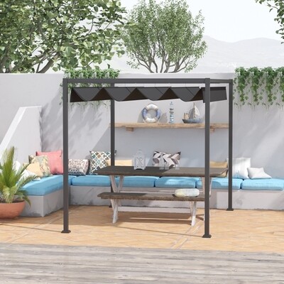Pergola 298 x 213 x 222 cm Pavillon Terrassenüberdachung mit Schiebedach Polyester Schwarz