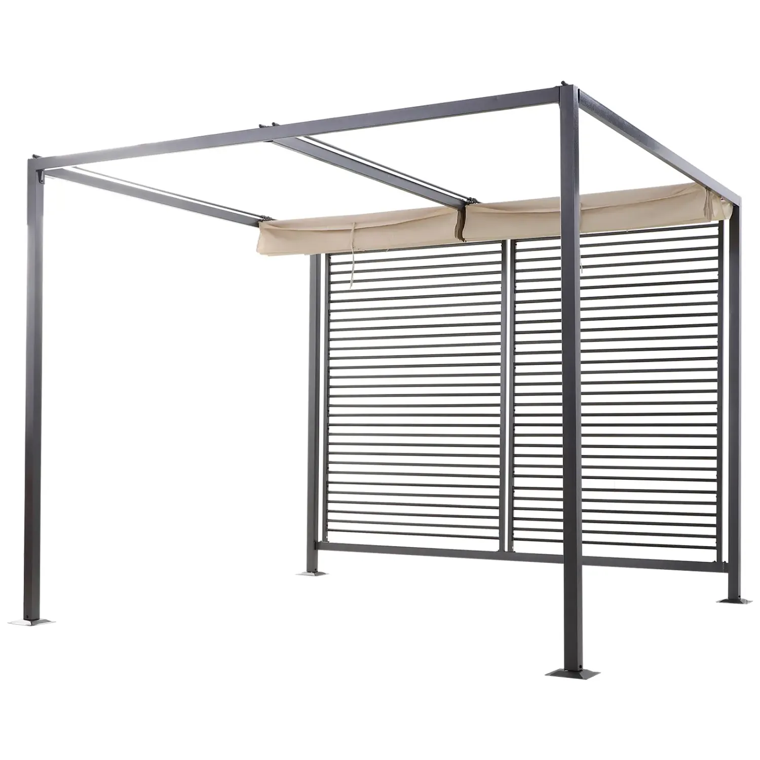 Pavillon, Pergola mit einstellbarem Stoffdach, Partyzelt, Überdachung, Polyester, Beige, 300 x 280 x 238 cm