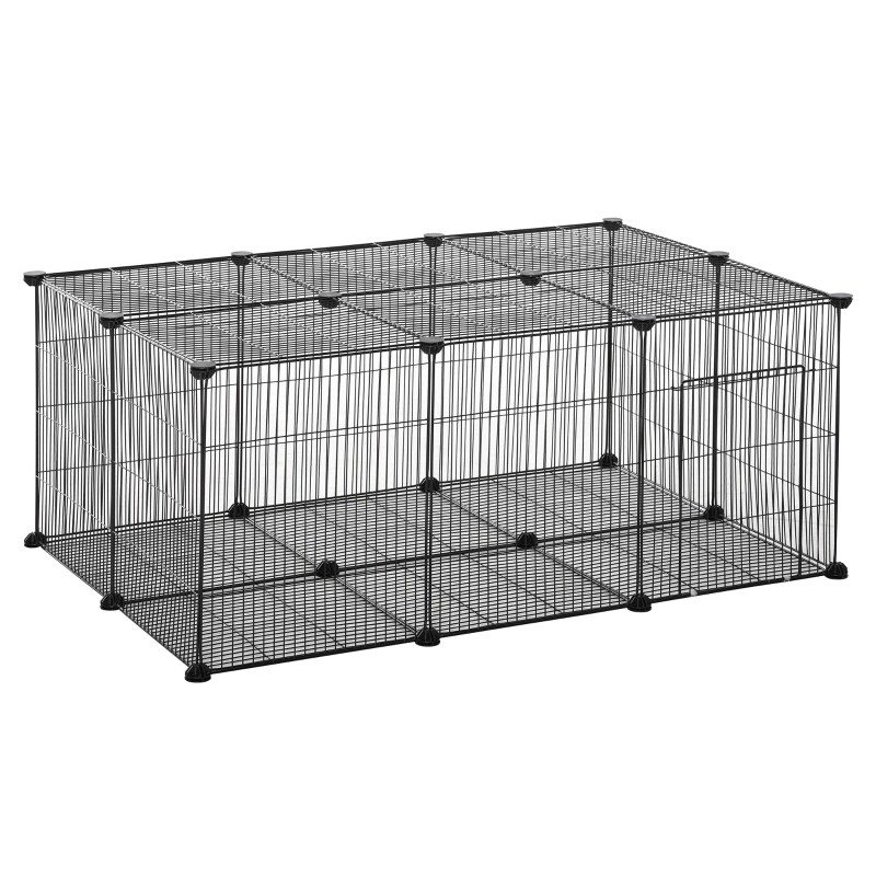 Kleintiergehege 105 cm x 70 cm x 45 cm 22 Platten Metall Schwarz Kleintiergehege 105 cm x 70 cm x 45 cm 22 Platten Metall Schwarz
