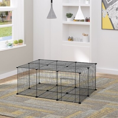 Kleintiergehege 105 cm x 70 cm x 45 cm 22 Platten Metall Schwarz