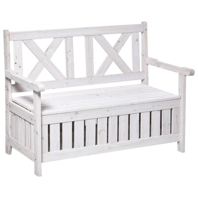 Sitzbank mit Stauraum 2-Sitzer mit Truhe Weiss 115 x 61 x 85 cm Sitzbank mit Stauraum 2-Sitzer mit Truhe Weiss 115 x 61 x 85 cm